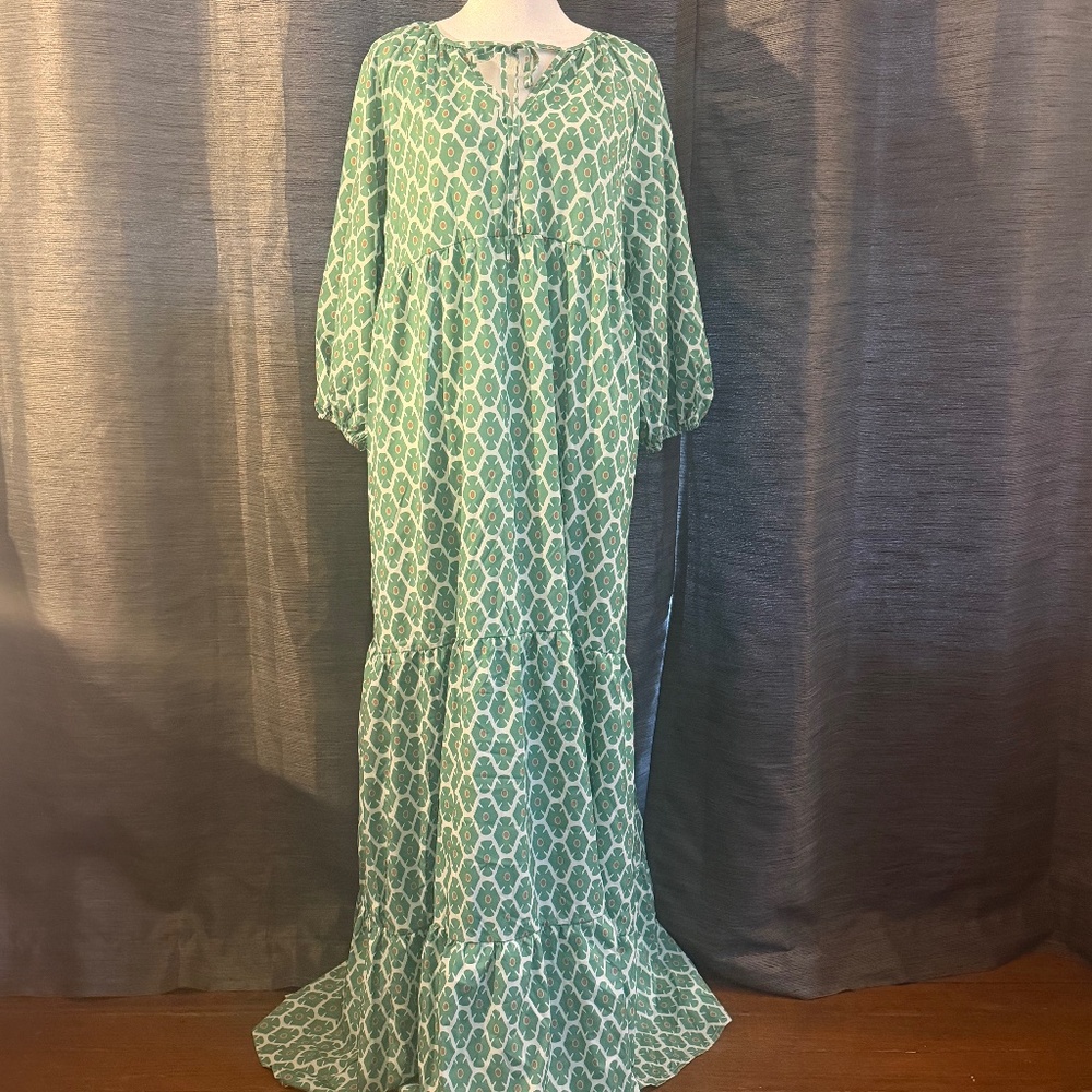 Green Patterned Maxi Dress